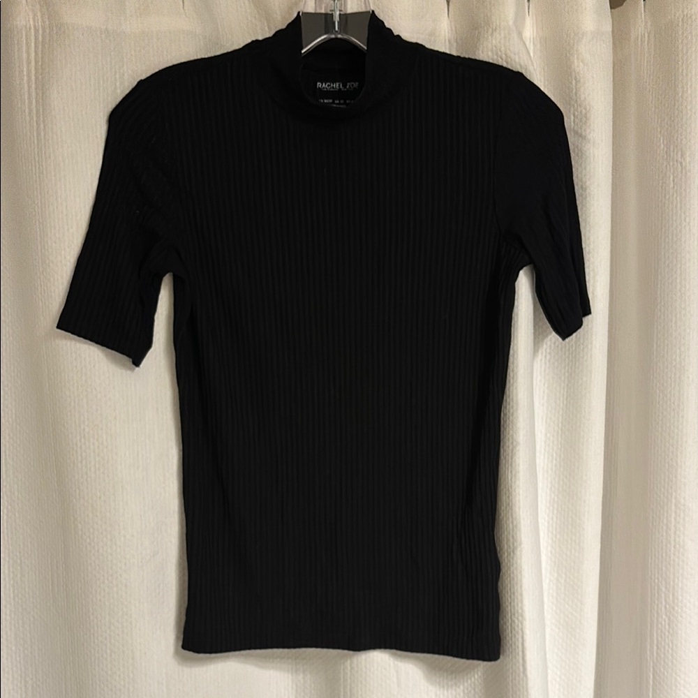 Rachel Zoe Black Ribbed Turtleneck Top